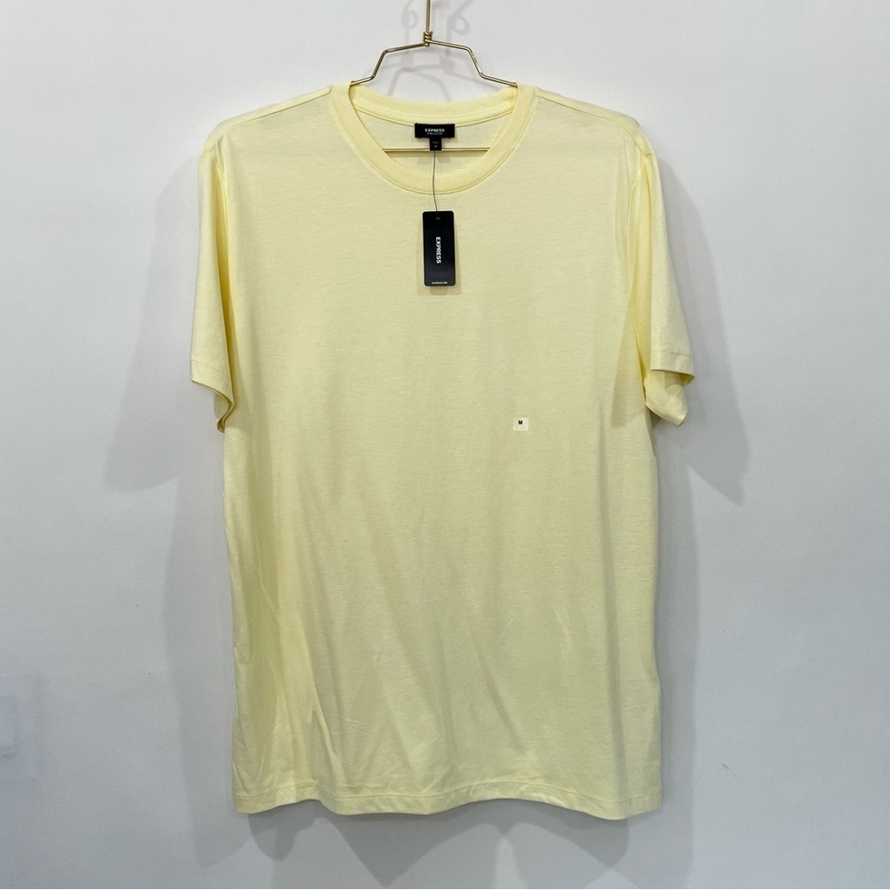Express Pima Cotton Crew-Neck T-Shirt Yellow Short Sleeve Comfy Soft
